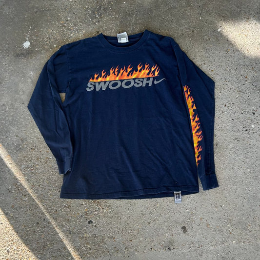 Y2K Nike Swoosh Flame Long Sleeve Shirt