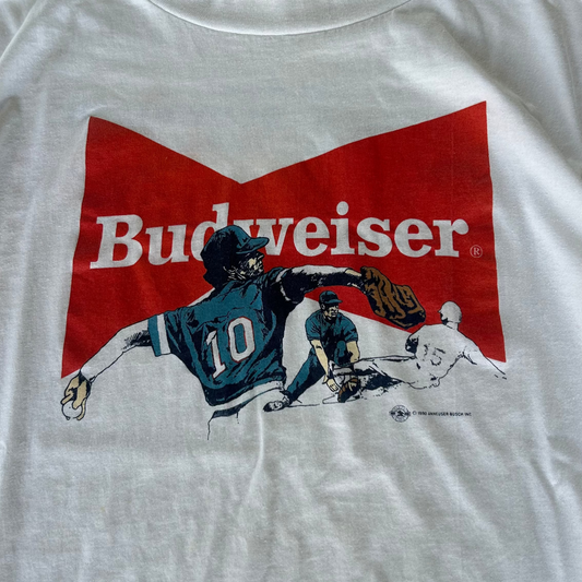 Vintage 1990 Budweiser Beer Baseball T-Shirt