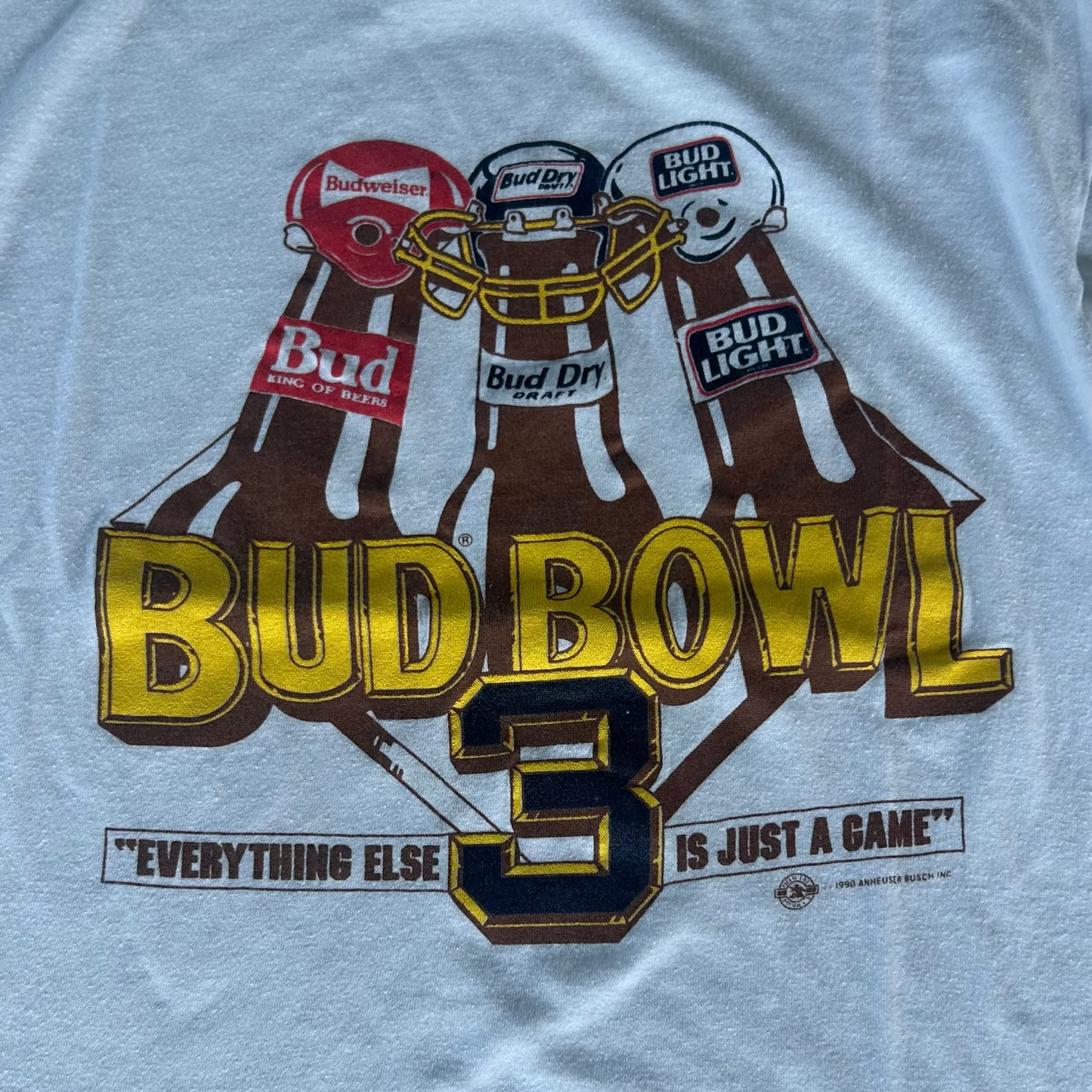 Vintage 1990 Bud Bowl NFL Beer T-Shirt