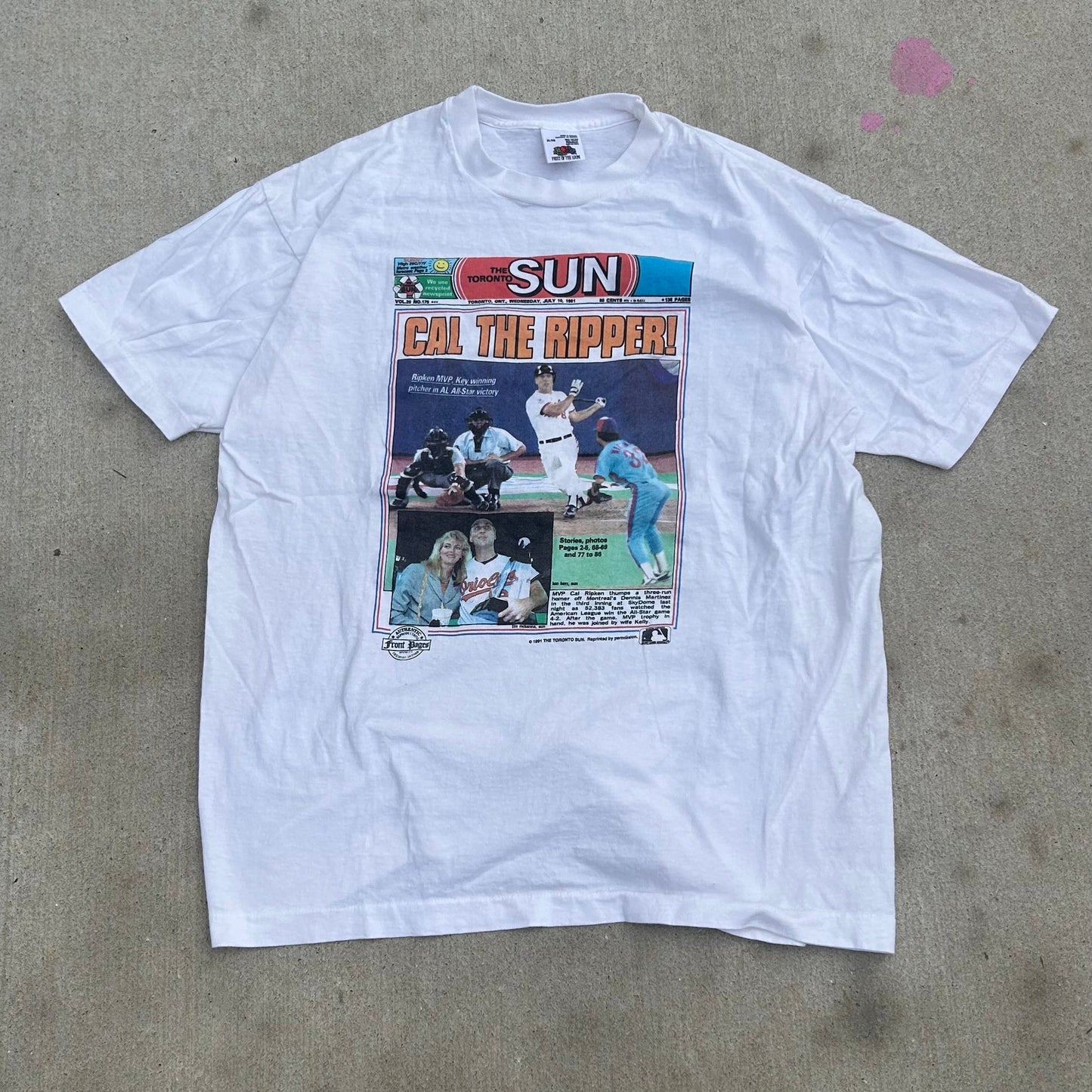 1991 Cal Ripken MLB Newspaper Tshirt