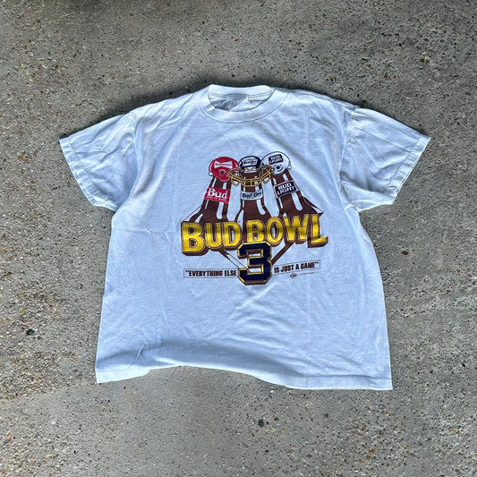 Vintage 1990 Bud Bowl NFL Beer T-Shirt