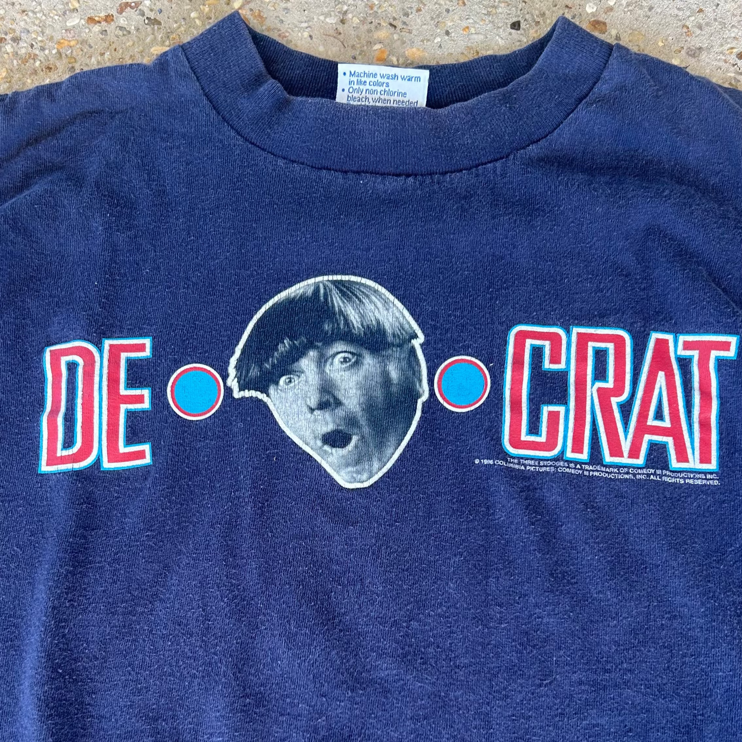 Vintage 1996 De-mo-crat "Three Stooges" Comedy Shirt