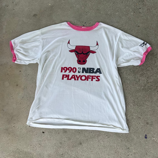Vintage 1990 Chicago Bulls NBA Playoffs Ringer T-Shirt
